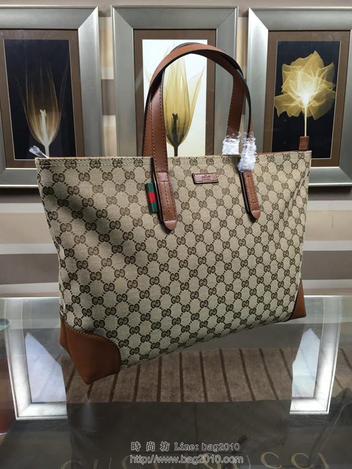 GUCCI 古馳男包 新款 308928 咖色 GUCCI中性 經典圖案 時尚手提包